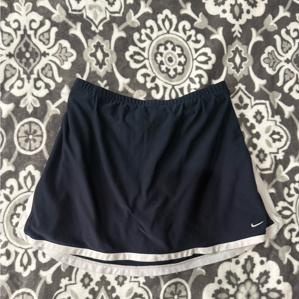 Navy Nike Athletic Tennis Skirt with White Trim